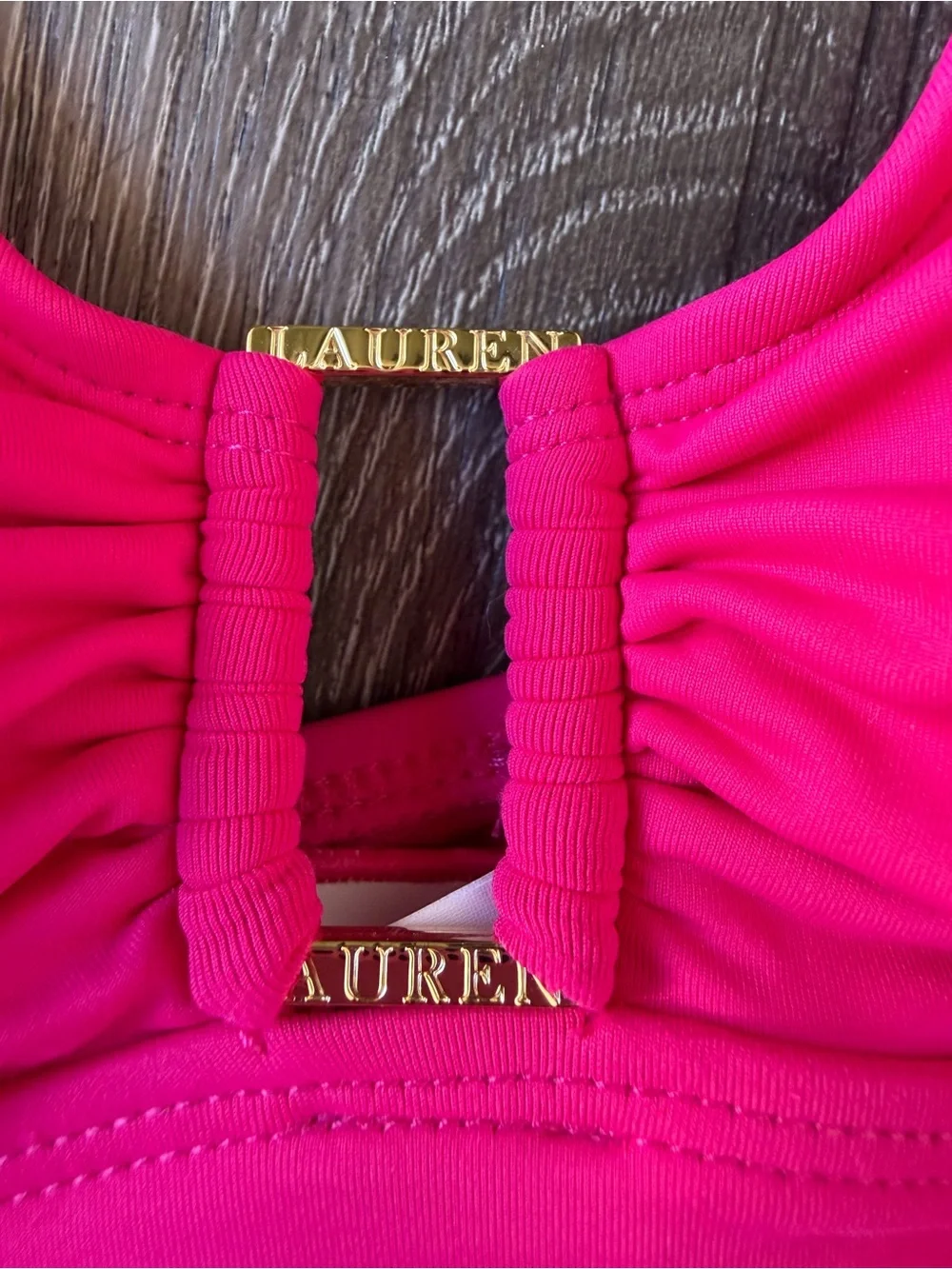 Ralph Lauren Hot Pink V-Neck One-Piece Swimsuit